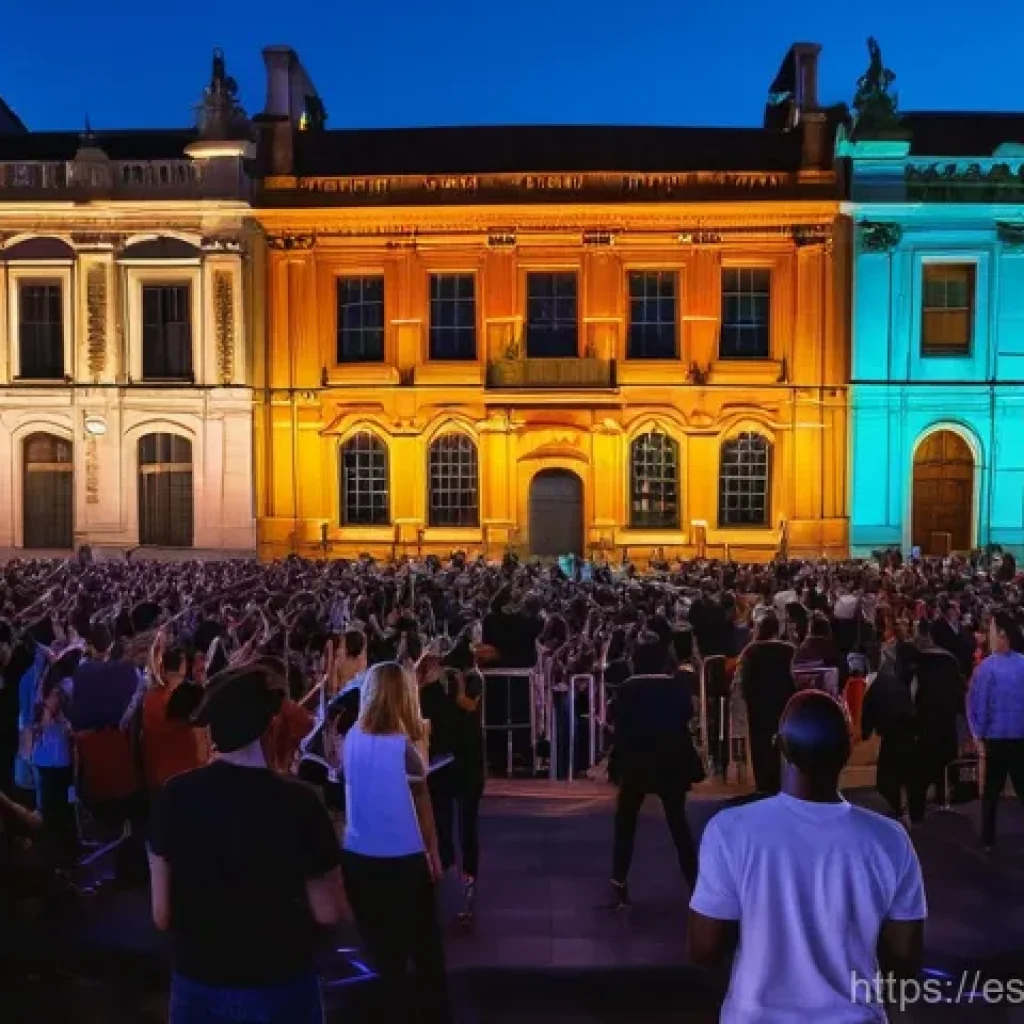 현존 기반 공연 접근법과 예술가의 협업 - **Immersive Urban Theater Experience**
A bustling city square transformed into an open-air theat...