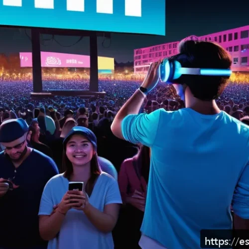 Home 17 현존 기반 공연 접근법의 기업 파트너십 기회 - A vibrant live music concert scene featuring a diverse crowd of attendees enjoying an augmented real...